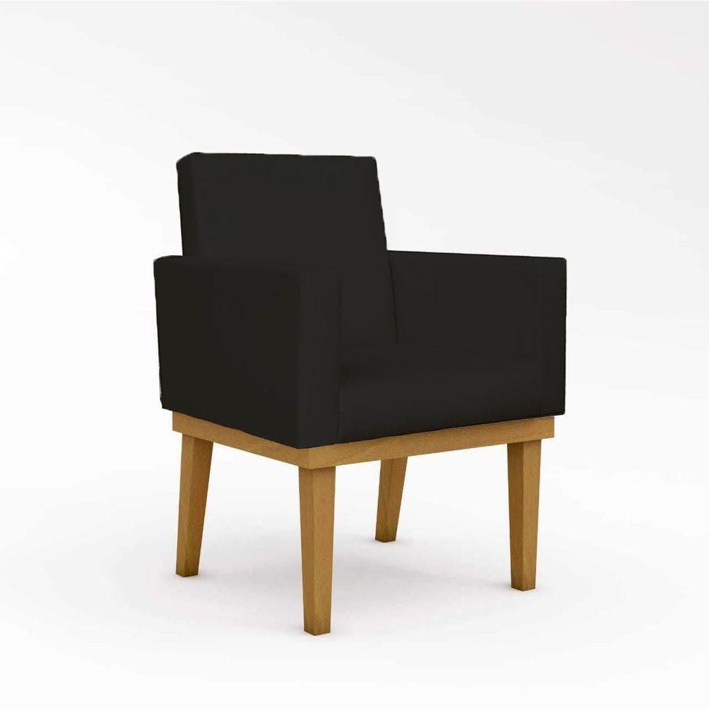 Cadeira Poltrona Com Base Courino Cor preto