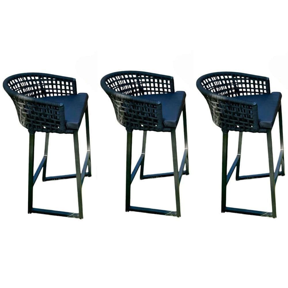 Kit 3 Banquetas Avalon Alumínio Assento Acquablock Artluxo Preto
