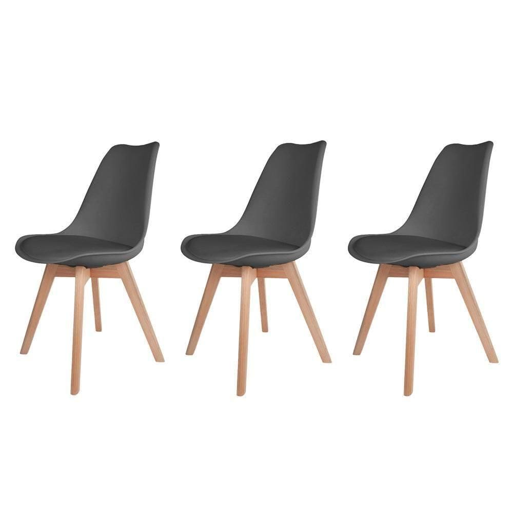 Kit 3 Cadeiras p/Mesa De Jantar Saarinen Design Cinza Cinza