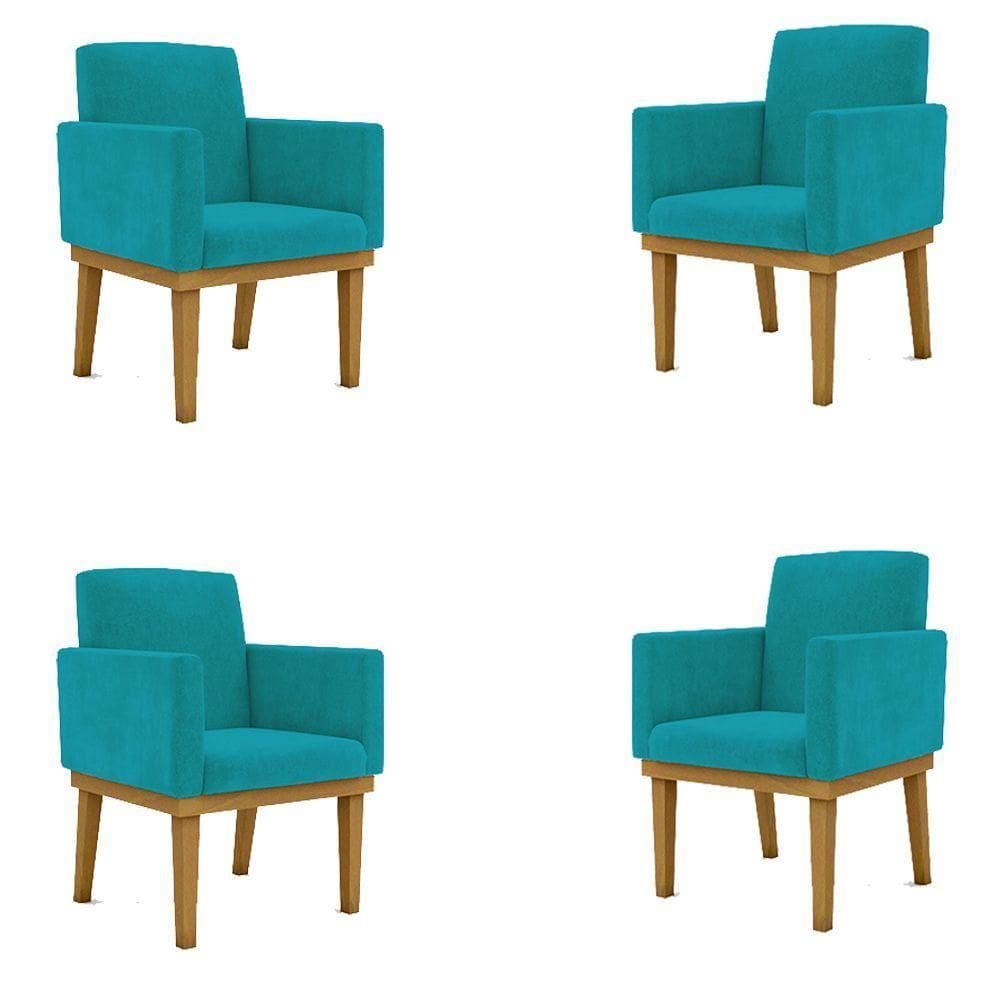 Kit 4 Cadeiras Reforçada Escritório Poltrona azul Turquesa