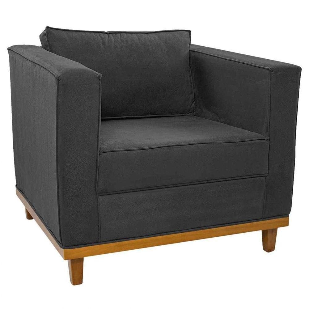 Poltrona Decorativa Europa Linho Chumbo
