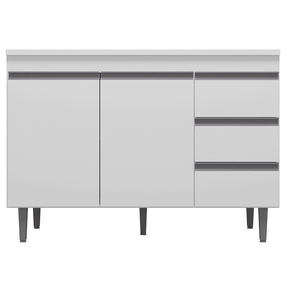 Balcão Gabinete De Pia 120cm Sem Tampo 2 Portas Branco