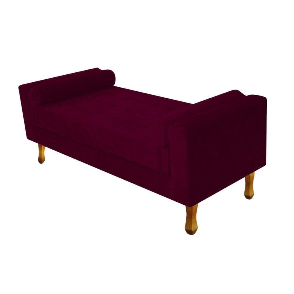 Recamier Baú Félix Queen Size 160cm Suede Bordô Doce Sonho