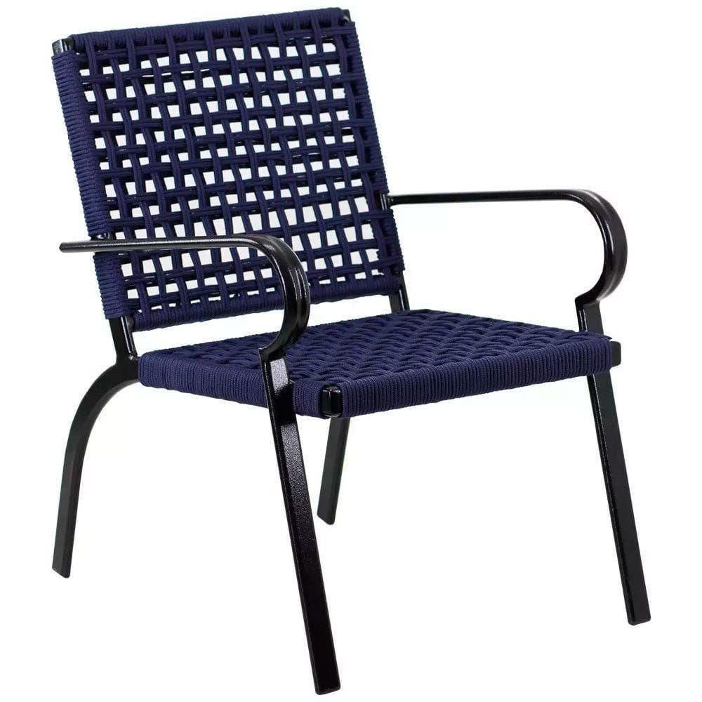 Poltrona Corda Náutica Portrico Alumínio Azul