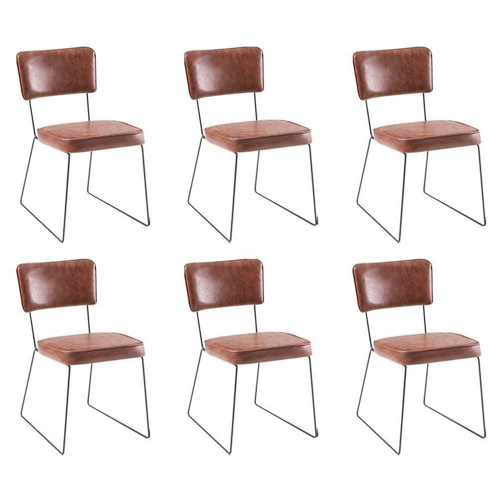 Kit 6 Cadeiras De Jantar Decorativa Base Aço Preto Luigi Pu Caramelo - Gran Belo