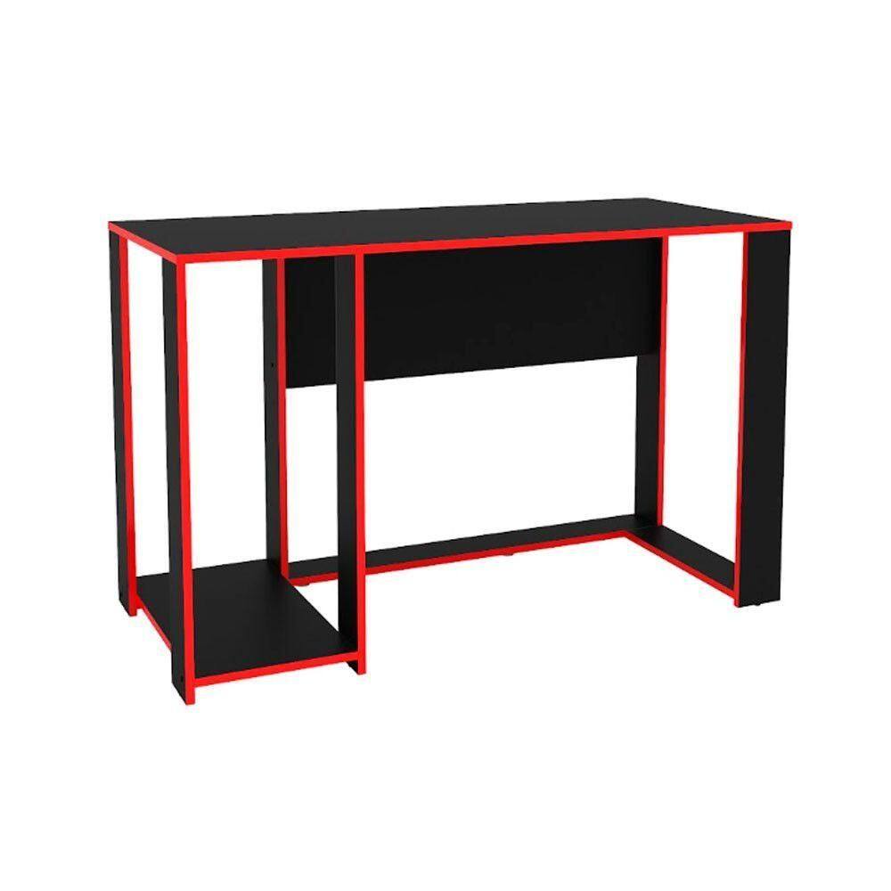 Mesa Gamer Singapura 120cm Em Mdp Politorno Preto Com Vermelho