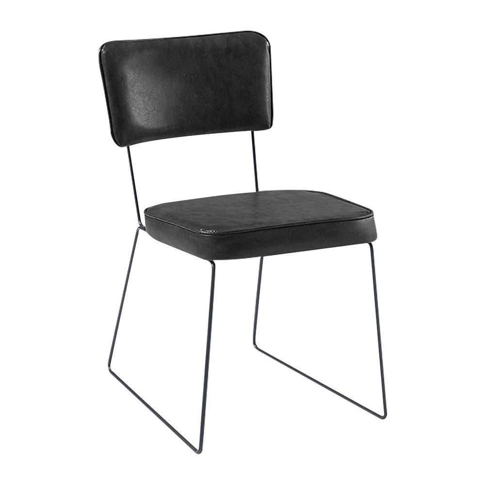 Cadeira De Jantar Decorativa Base Aço Preto Luigi Pu Preto