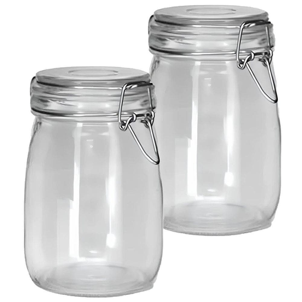Kit 5 Potes De Vidro Hermético Tampa Vedação Conserva 1L