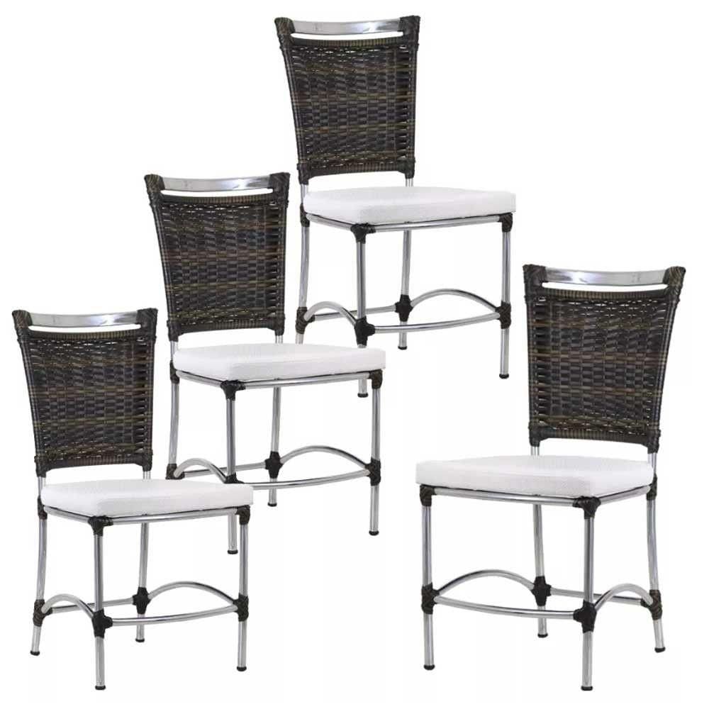 4 Cadeiras Jk Em Alumínio E Fibra Sintética  Pedra Ferro