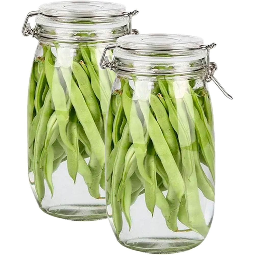 Kit 2 Potes Vidro Hermético Tampa Vedação Conserva 1,5Litros