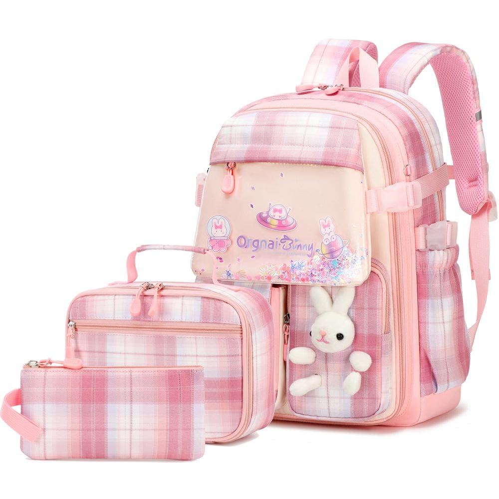 Mochila Gazigo Girls com lancheira para escola primária rosa