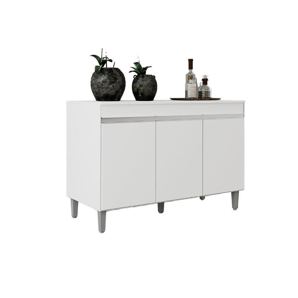 Balcão Armário Gabinete Manu 120cm 3 Portas C-tampo