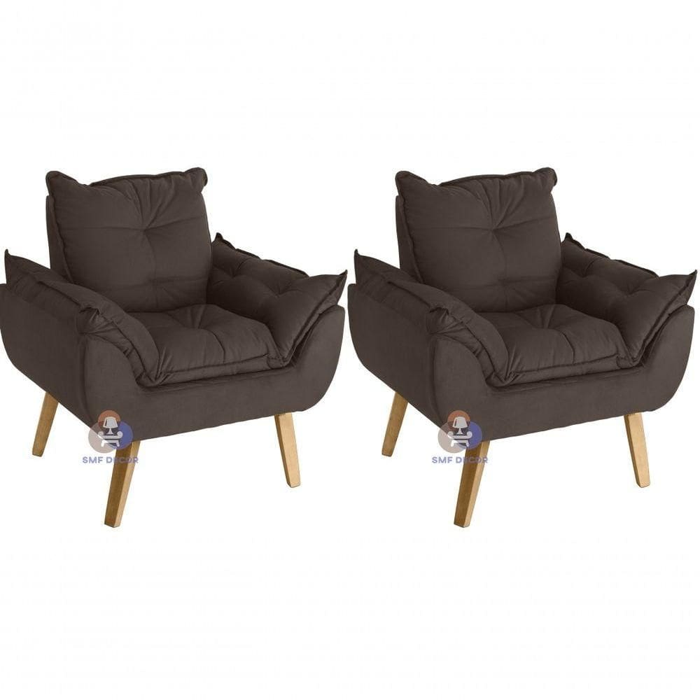 Kit 02 Poltrona Opala Suede Marrom
