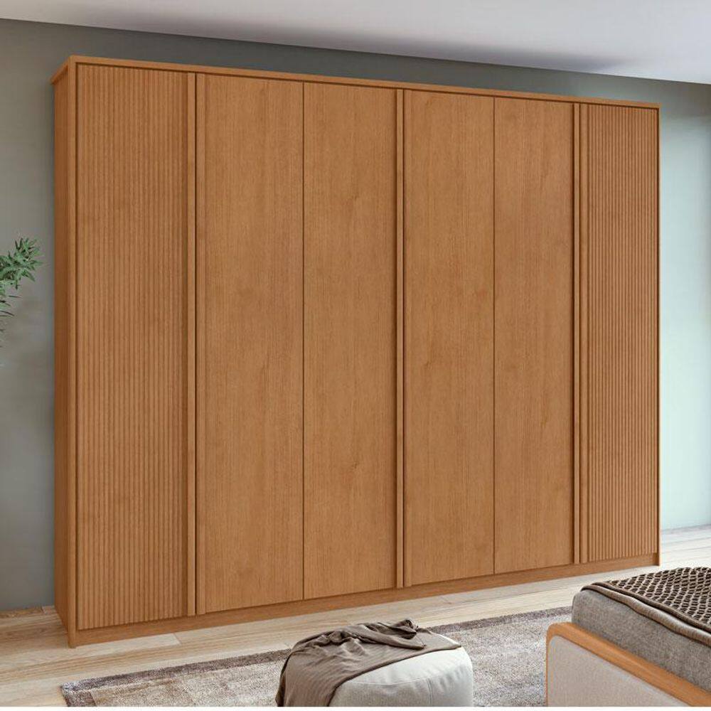 Guarda Roupa Casal Ambiente Ollie 6 Portas Amêndoa Clean Flex com Pés - Lopas