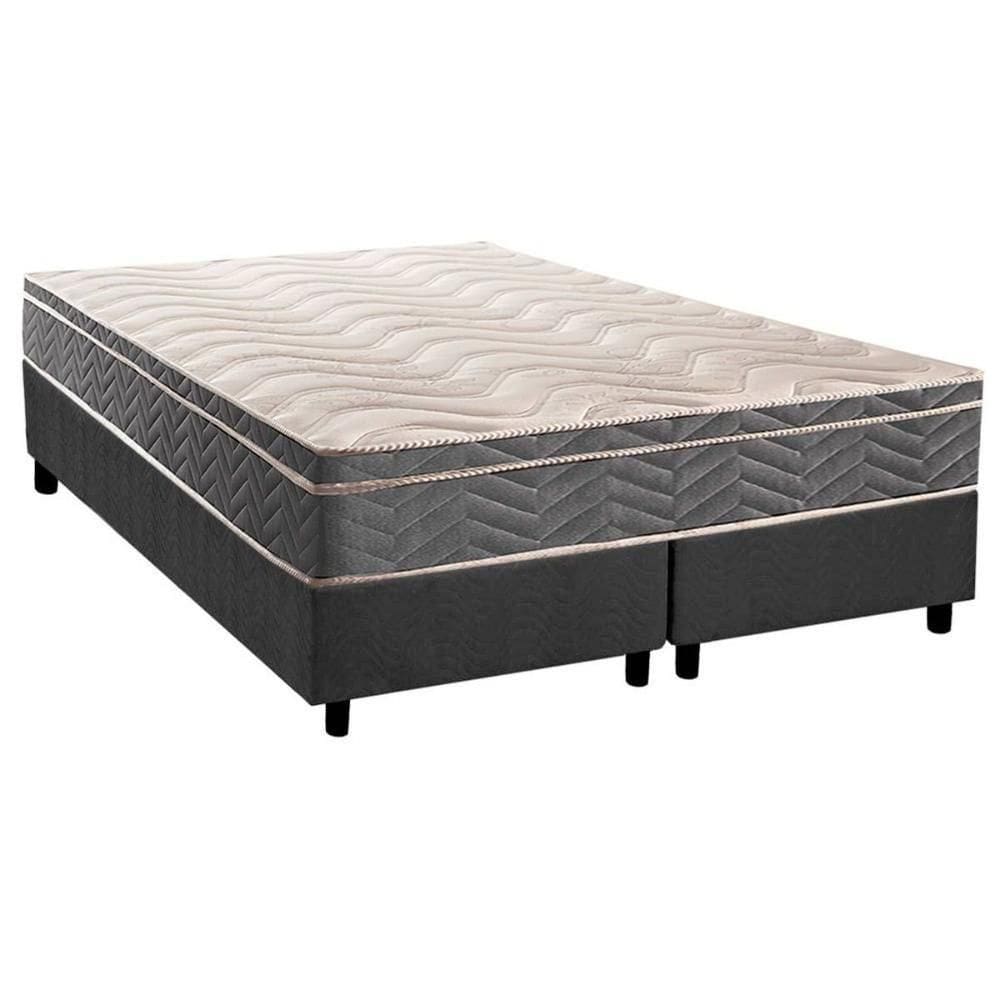 Conjunto Box Queen: Colchão Espuma Paropas D45 Anatômico Confort Mega Firme + Base Crc Suede Gray (158x198)