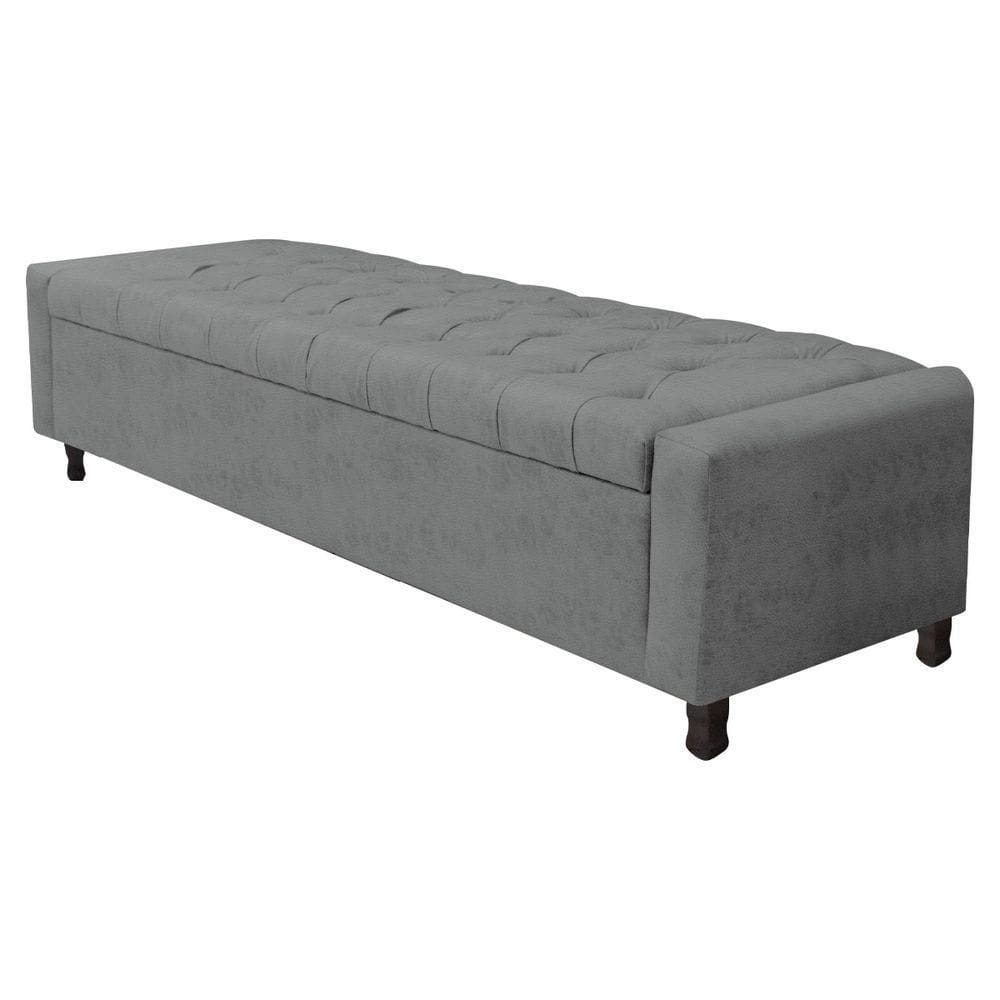 Calçadeira Baú Queen Everest P02 160cm Para Cama Box Corano Cinza