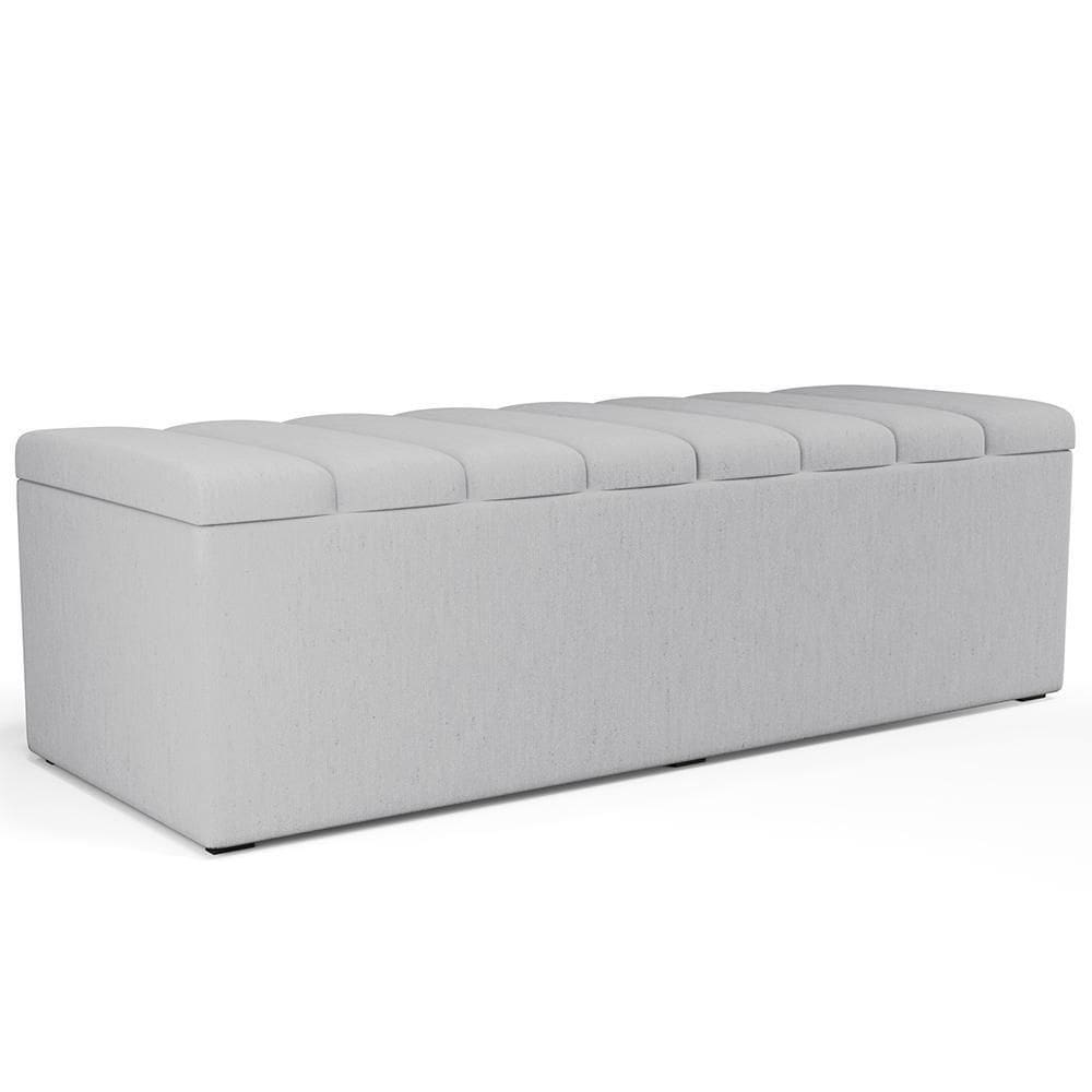 Calçadeira Recamier Baú Para Cama De Casal King Dália 195x50 Cm W01 Linho Cinza - Lyam