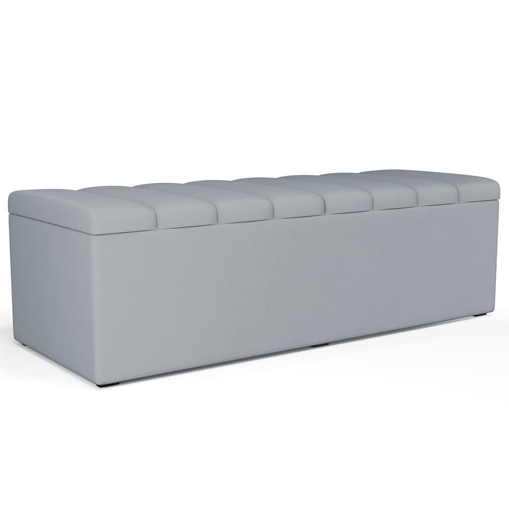 Calçadeira Recamier Baú Para Cama De Casal King Dália 195x50 Cm W01 Suede Cinza - Lyam