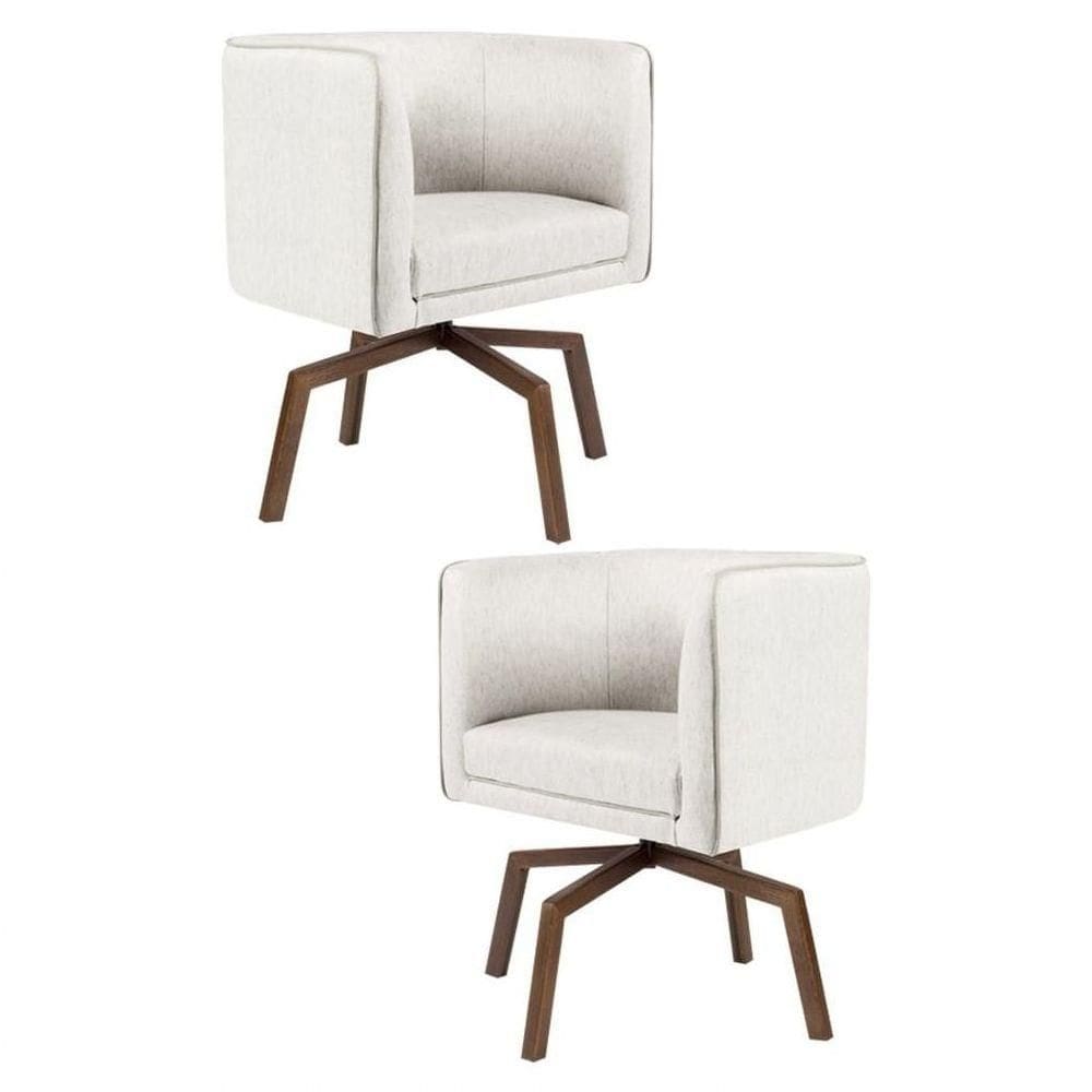 Kit 2 Poltronas Base Ka Madeira Betina B-443 Linho Bege