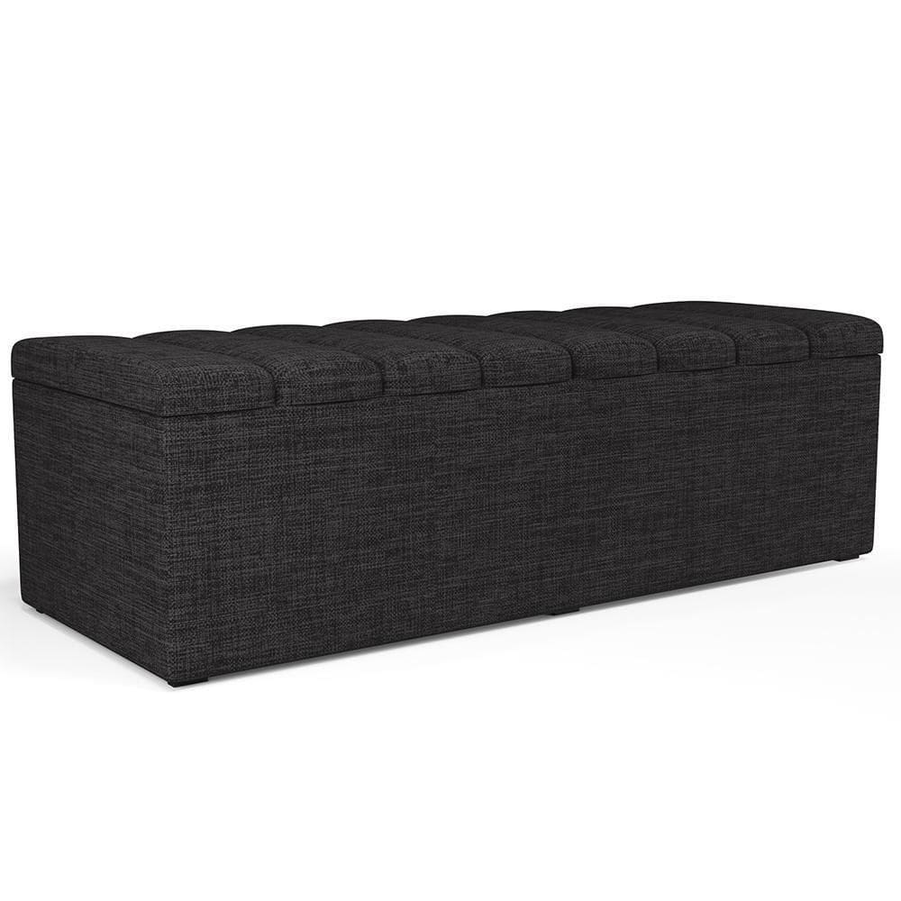 Calçadeira Recamier Baú Para Cama De Casal Queen Dália 195x50 Cm W01 Linho Chumbo - Lyam