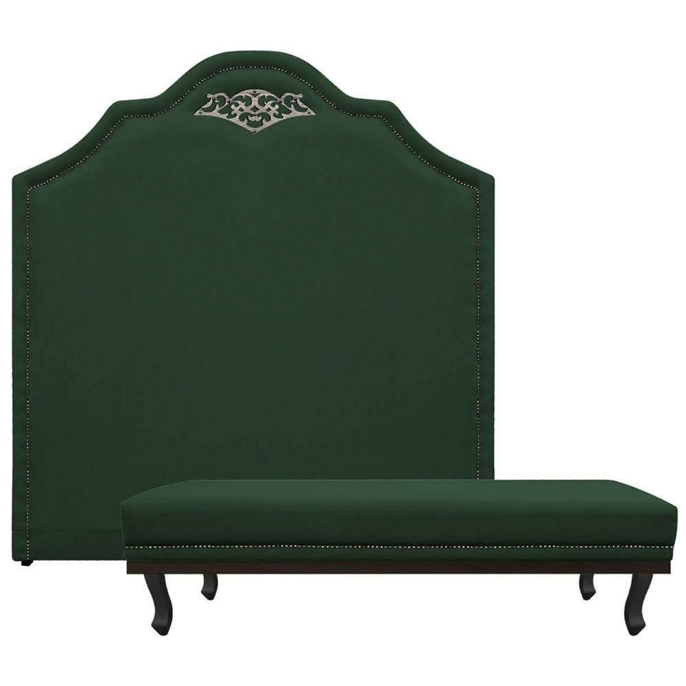 Kit Cabeceira E Calçadeira Solteiro P02 90cm Verde
