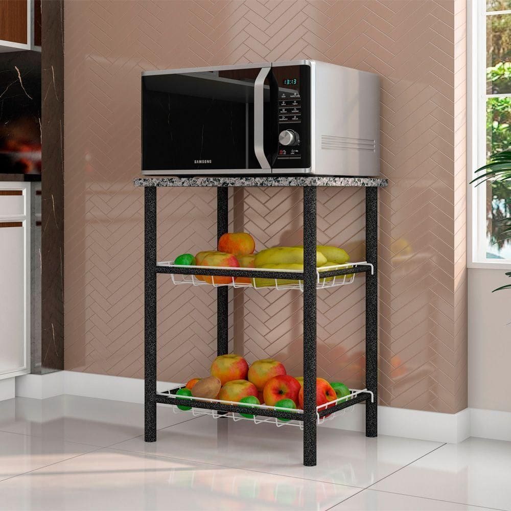 Fruteira Cris 52x40 Cm Cor Cromo Preto Artefamol
