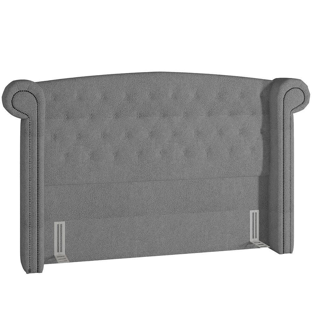 Cabeceira Cama Box Casal 160cm Sofia Bouclê Cinza