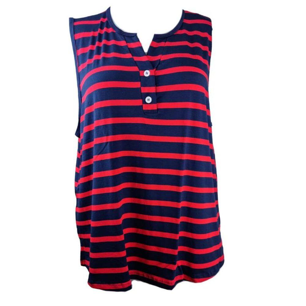 Regata Feminina Listrada Frentinha Botão Plus Size