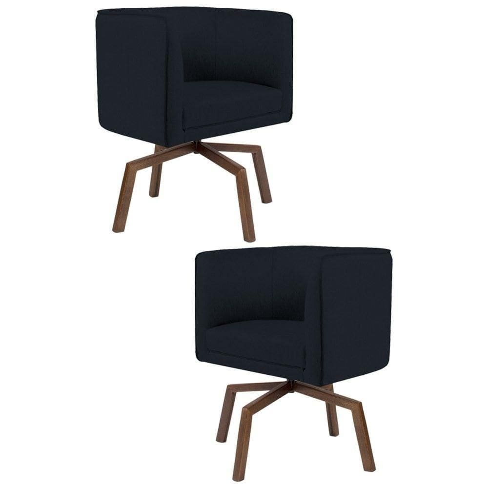 2 Poltronas Ka Madeira Betina C05 Corano Preto