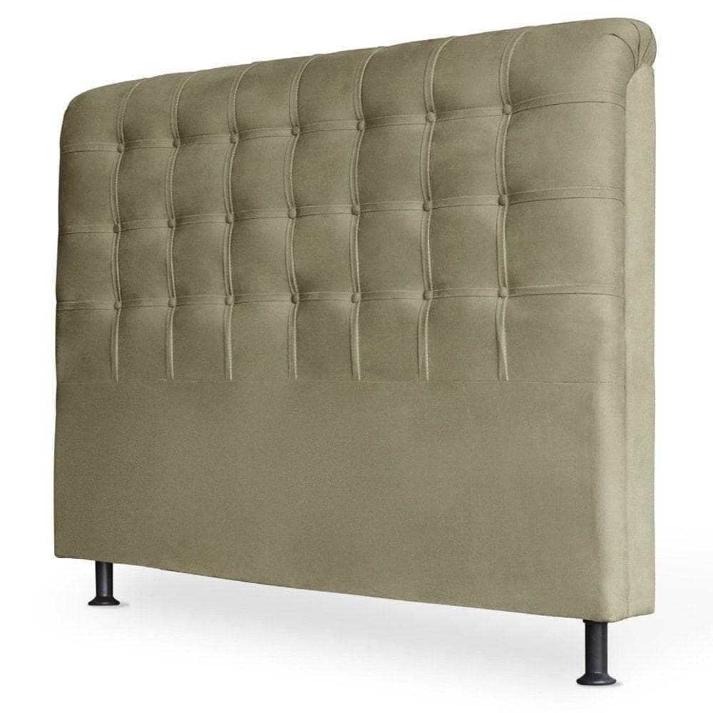 Cabeceira Estofada Cama Box Casal Louise 140Cm Bege Escuro