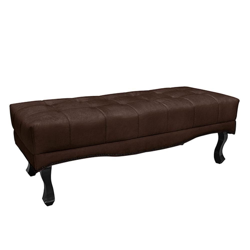 Recamier Decorativo 195cm Loewe Suede Pés De Madeira Café