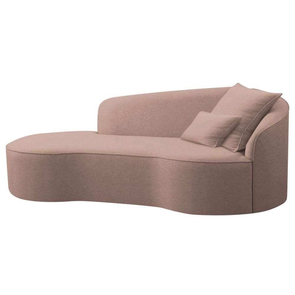 Divã Recamier Curvo Inglaterra 150cm Lado Esquerdo Linho Rosê