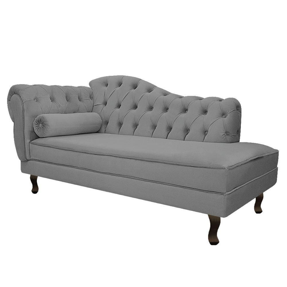 Divã Recamier Diana Lado Direito 120 Cm Suede Adj Decor Cinza