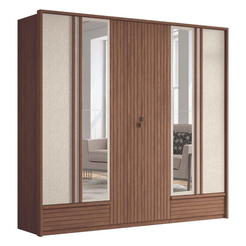 Guarda Roupa 6 Portas Ripado Com Espelho Atlanta Jatobá
