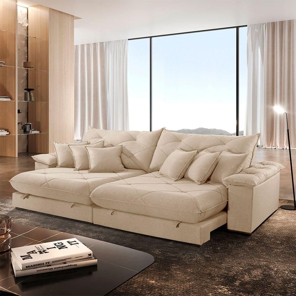 Sofá ágata Linho Dois Módulos De 90 Cm B25 Meu Sofá Online A294 Linho Creme