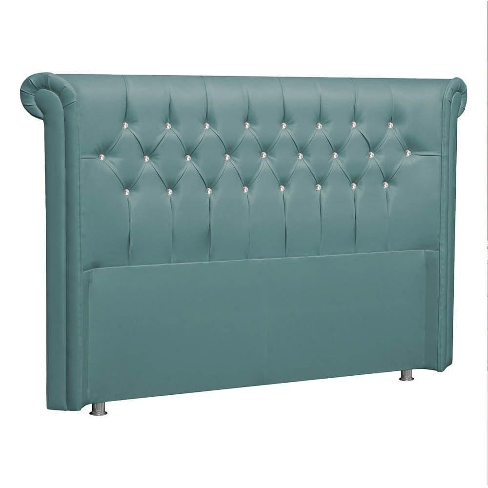 Cabeceira Casal Brescia P04 140 Cm Suede Turquesa Tca 946