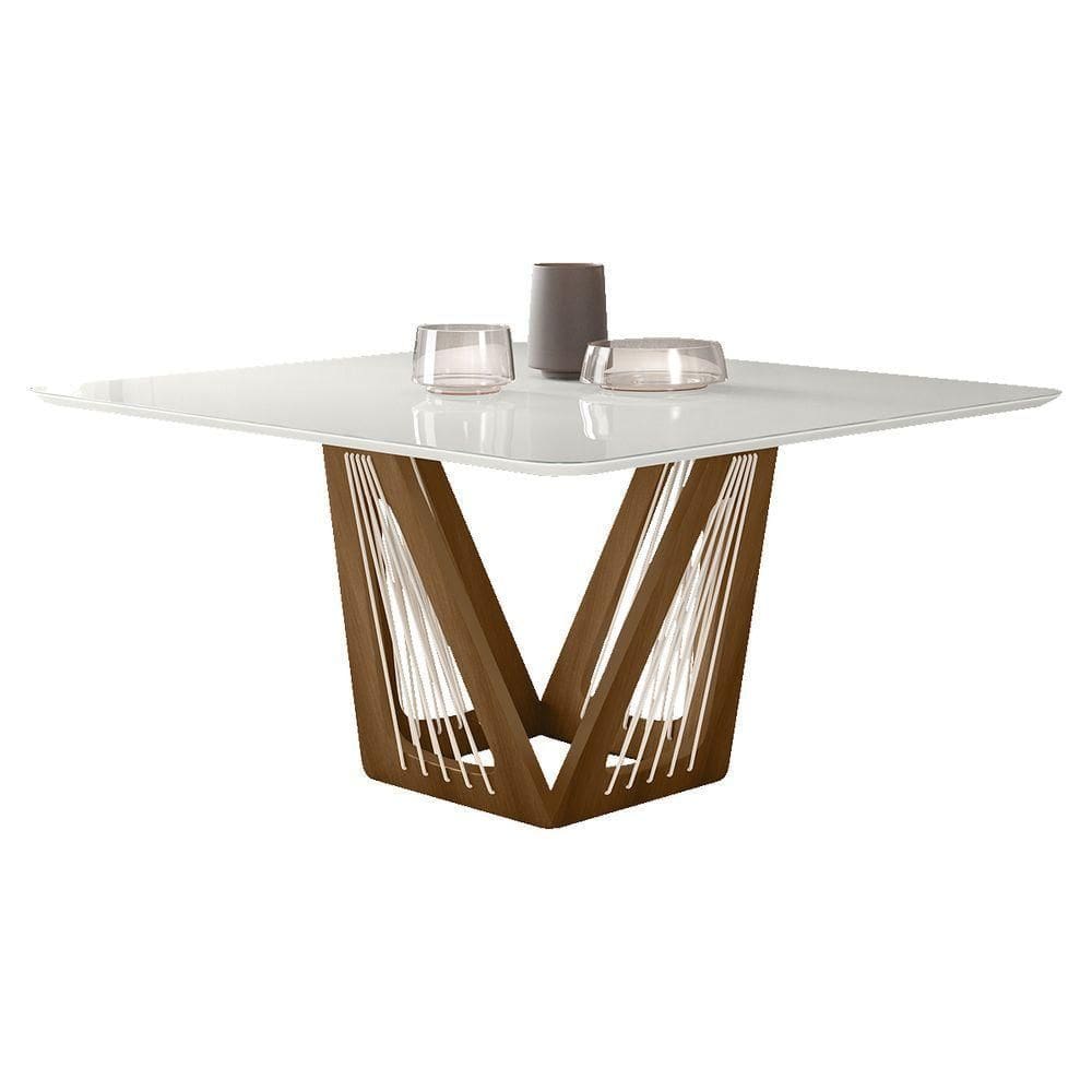 Mesa De Jantar Áustria C03 150X150cm Laca Off White/Caramelo