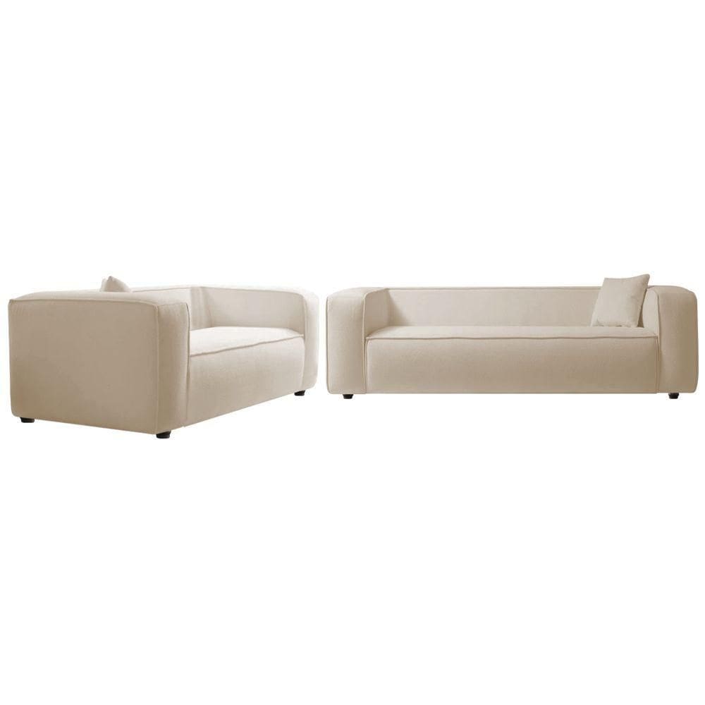 Kit Sofá 3 Lugares 180cm E Poltrona Decorativa Escritório Orgânico Cecília Linho Adj Decor Bege