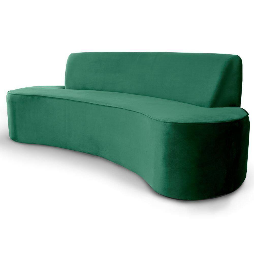 Sofá 3 Lugares Sala De Estar 180cm Estrutura Em Madeira Bélgica Veludo Verde G15 - Gran Belo