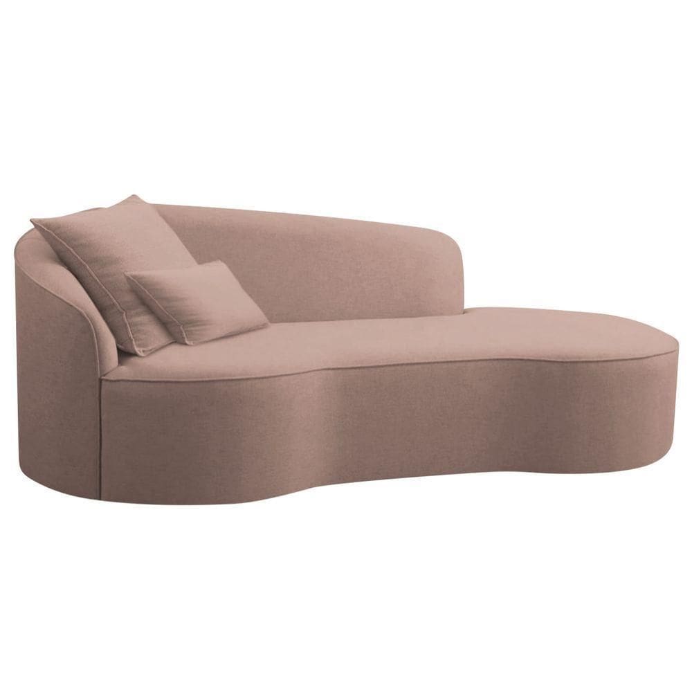 Divã Recamier Curvo Inglaterra 150cm Lado Direito Linho Rosê