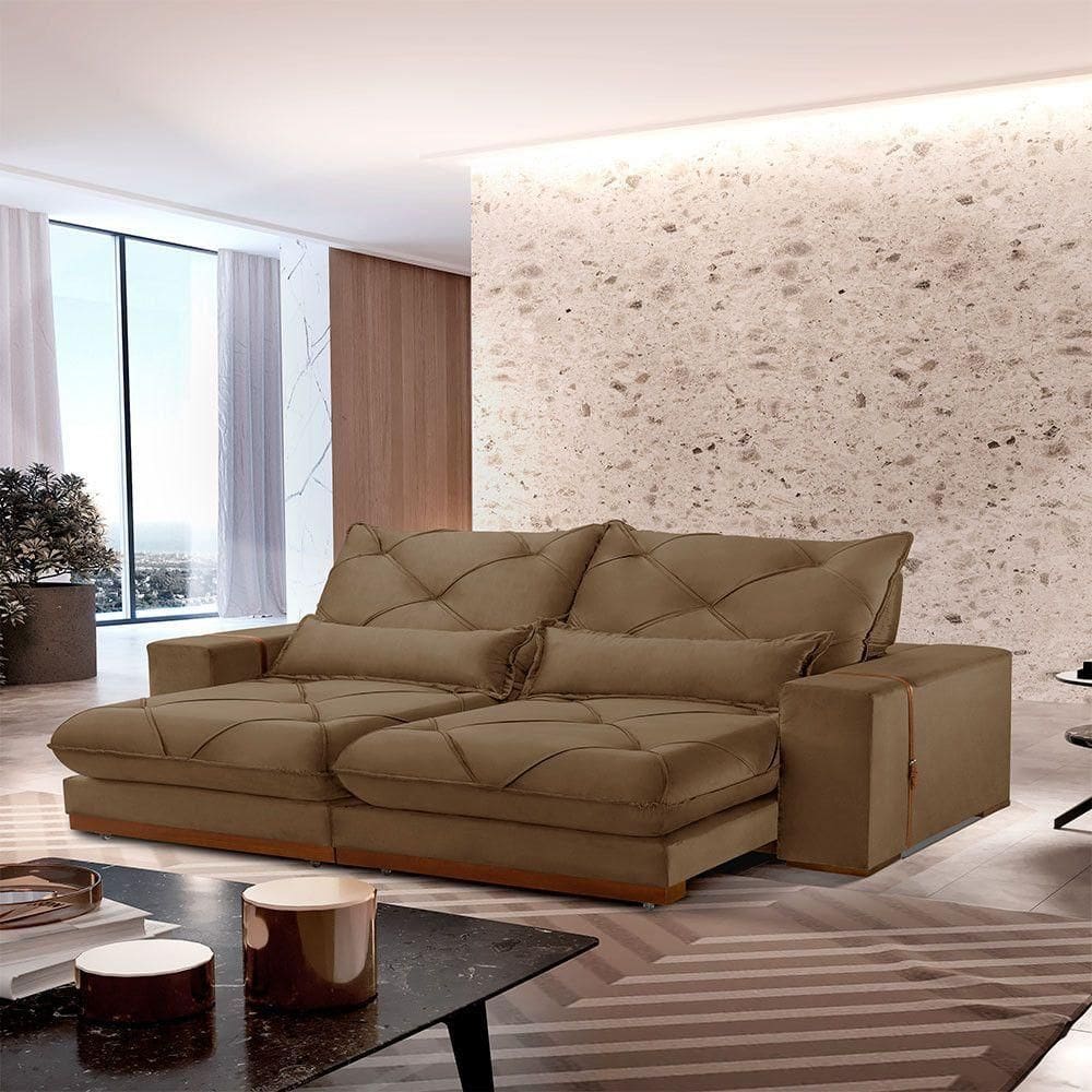 Sofá Turim Veludo 02 Módulos De 90cm B25cm Meu Sofá Online B016 Veludo Marrom