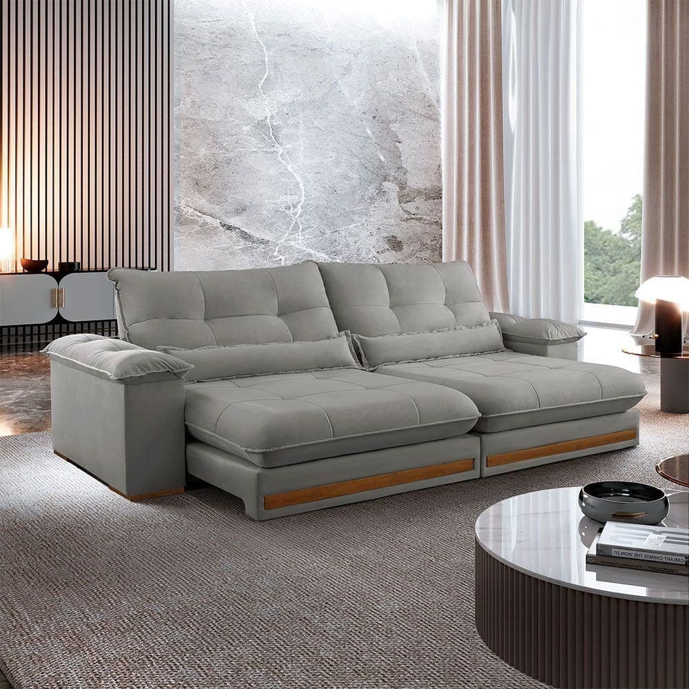 Sofá Dubai Linho 02 Módulos De 90 Cm B25 Cm Meu Sofá Online A230 Linho Cinza