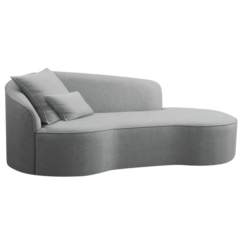 Divã Recamier Curvo Sala De Estar Recepção Inglaterra 200cm Lado Direito Bouclé Adj Decor Cinza