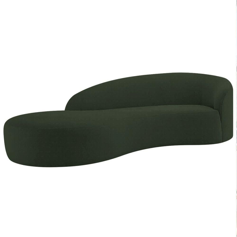 Divã Recamier Orgânico França 160cm Lado Direito Linho Verde