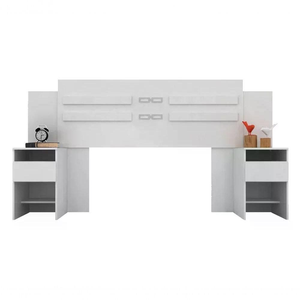 Cabeceira Casal 02 Gavetas Triunfo Branco Demobile Branco
