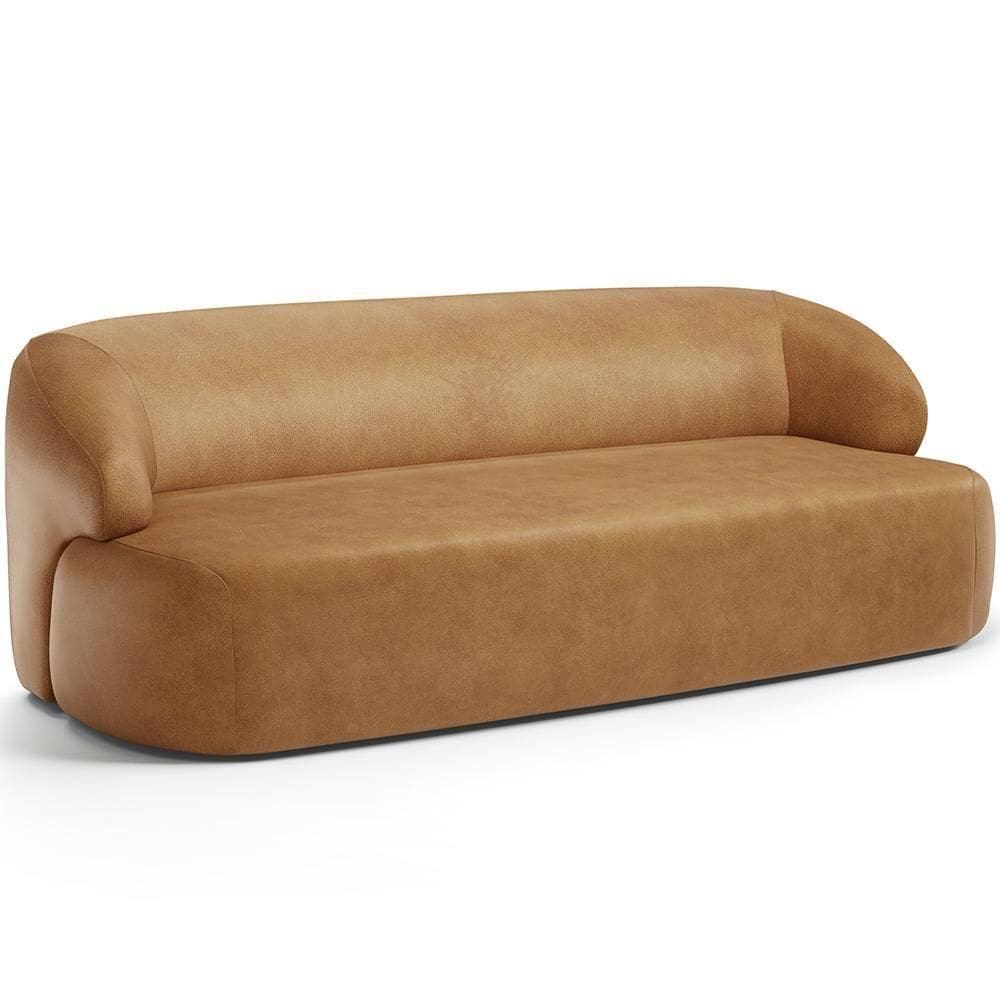 Sofá 2 Lugares Curvo Orgânico Living 150cm Barolo L06 Couríssimo Camel