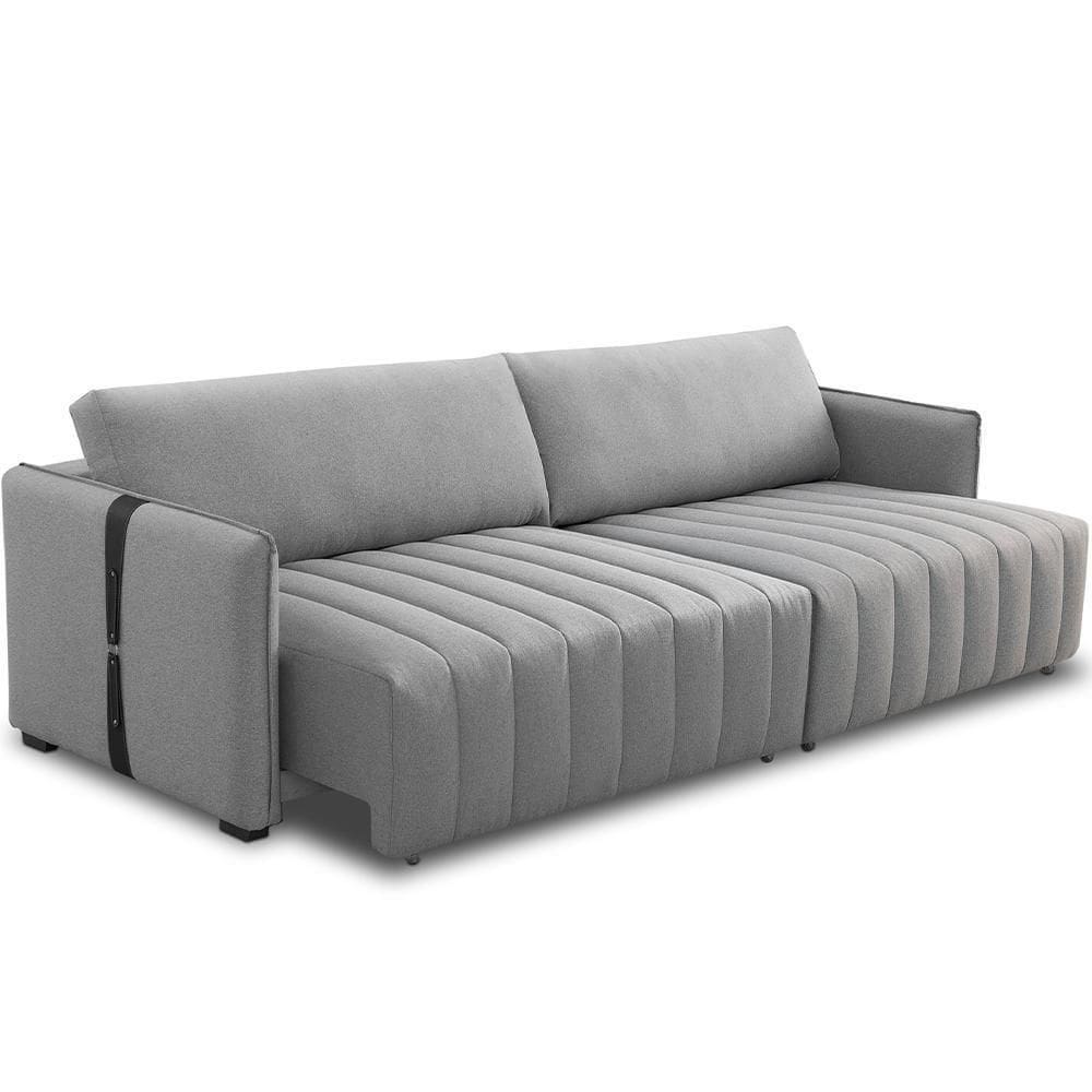 Sofá Retrátil Para Sala De Estar 4 Lugares 260cm Ethan T03 Linho Cinza Urano - Lyam Decor