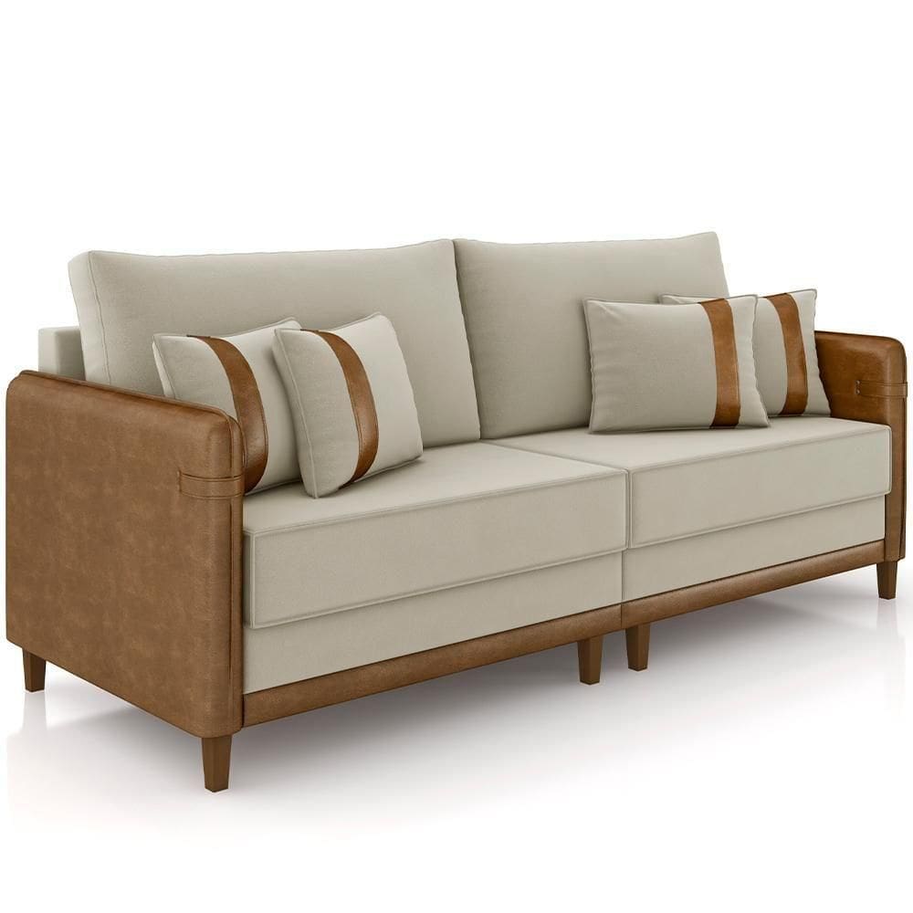 Sofá 2 Lugares Living 172cm Asbury K01 Veludo Bege Couríssimo Camel - Lyam Decor