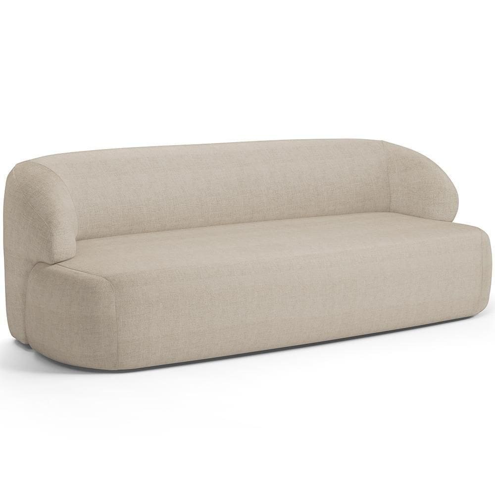 Sofá 2 Lugares Curvo Orgânico Living 150cm Barolo L06 Linho Bege Escuro