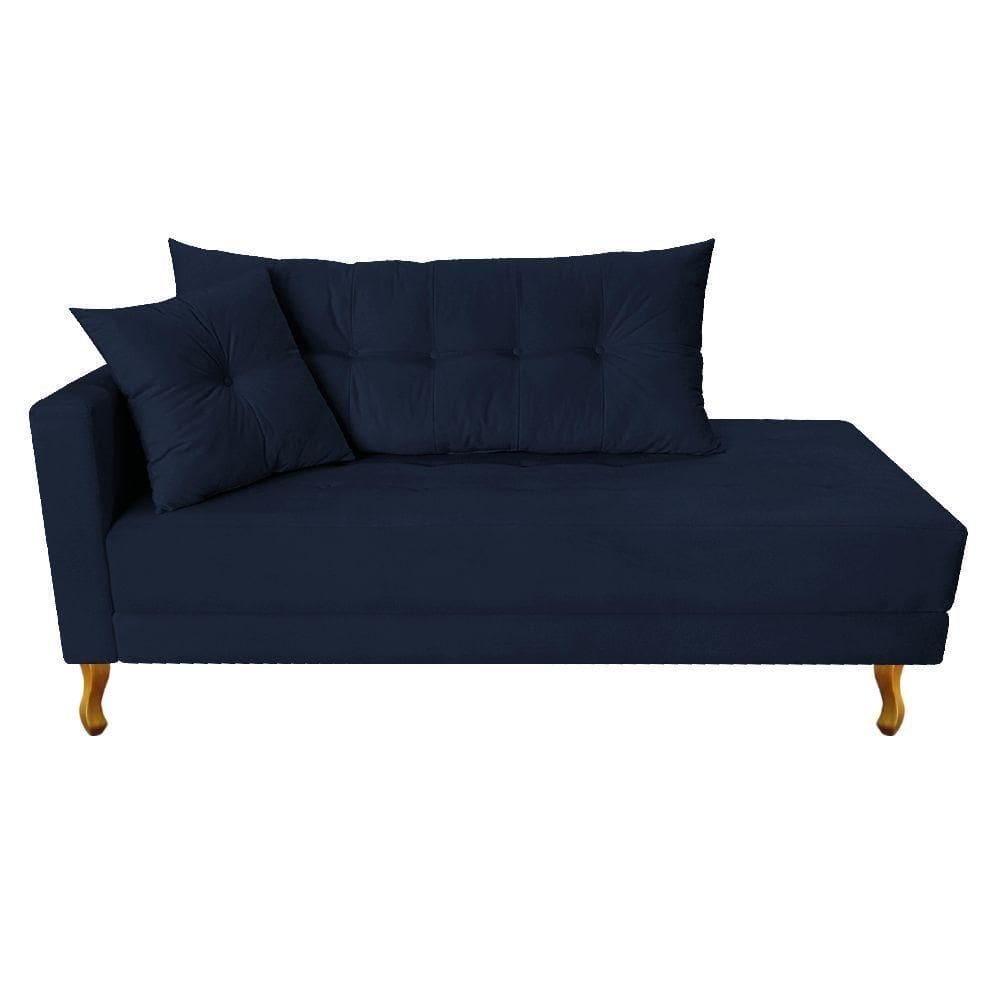 Recamier Azura 140cm Com Almofada Direito Cor Azul Marinho